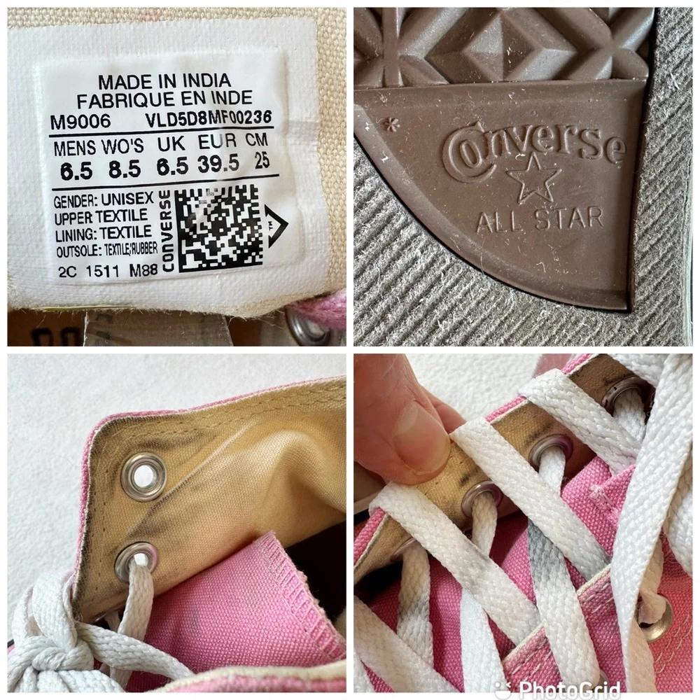 Converse Pink High Top Canvas All Star Chuck Taylor Sneakers EUC, size 8.5 - Picture 16 of 16